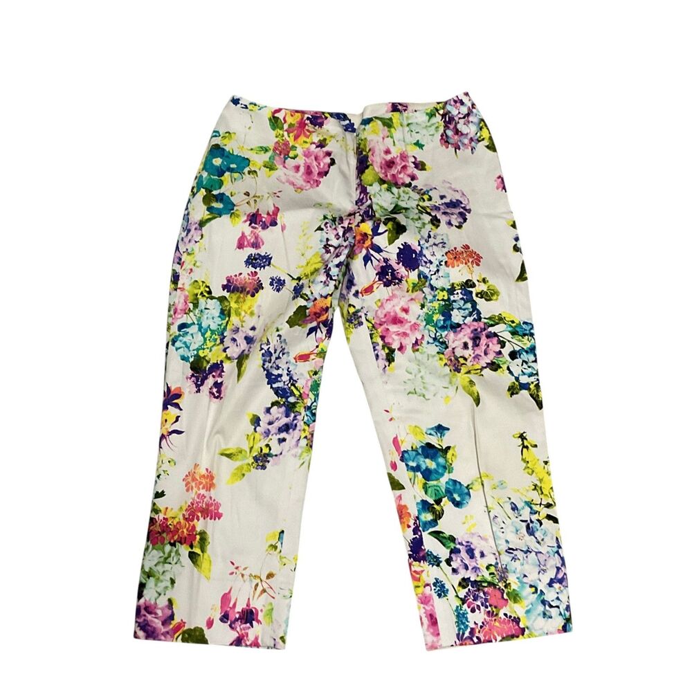 Conrad C Collection Pink Purple Floral Capri Pants Size 4 - Picture 2 of 10